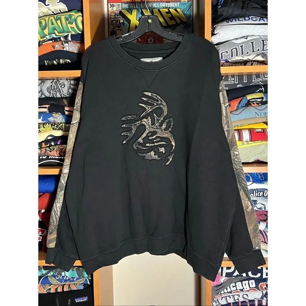 Legendary WhiteTails Camo Sleeve Paneled Black Sweatshirt
